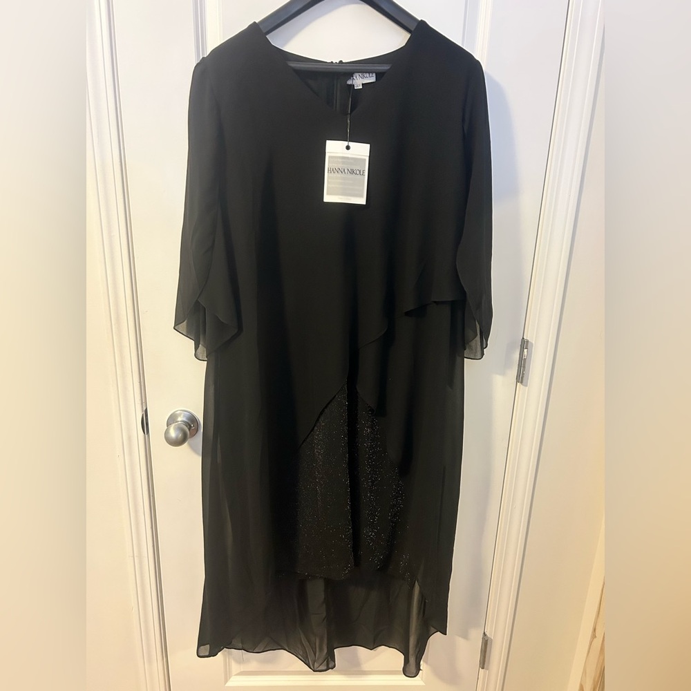 Hanna Nikole Black Asymmetrical Dress NWT, size 24W plus size